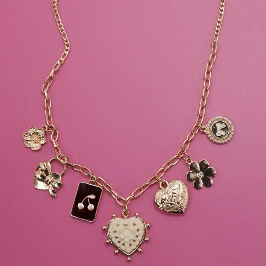 Bow/Cherry Charm Necklace