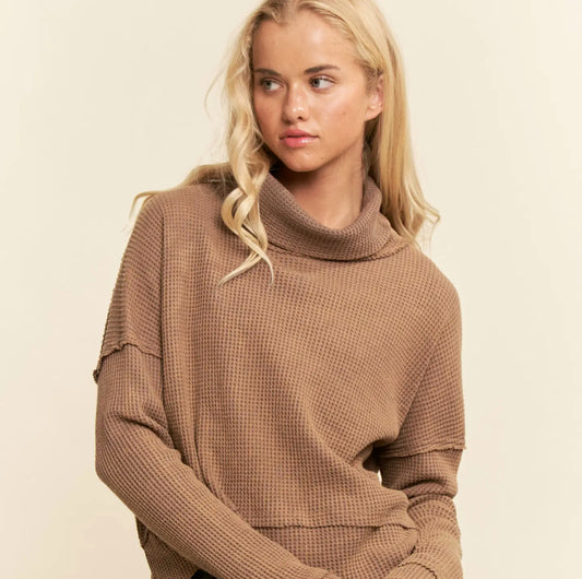 Side Slit Turtle Neck Sweater