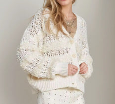 Striped Fuzzy Knit Cardigan