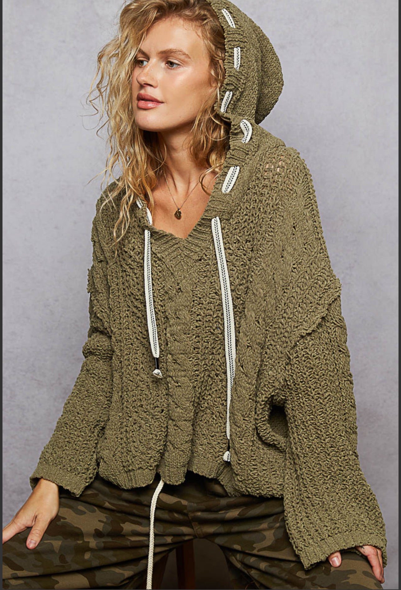 Oversized Cropped Chenelle Hoodie Sweater