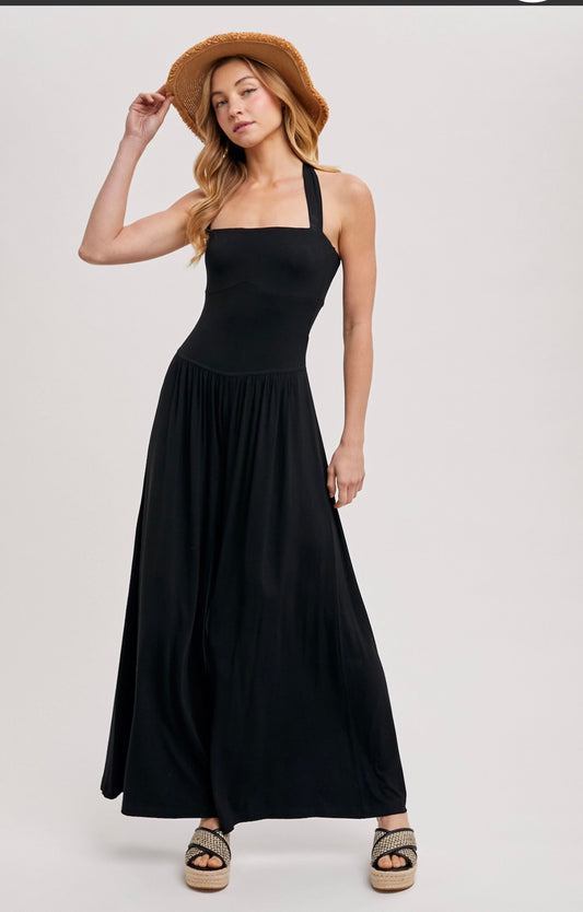 Halter Tie Back Wide Leg Jumpsuit
