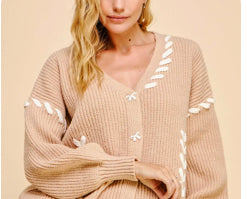 Laced & Ribbon Bow Button Cardigan
