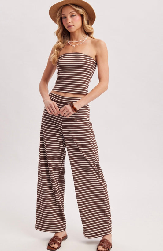 Striped Knit Tube Top & Bottoms