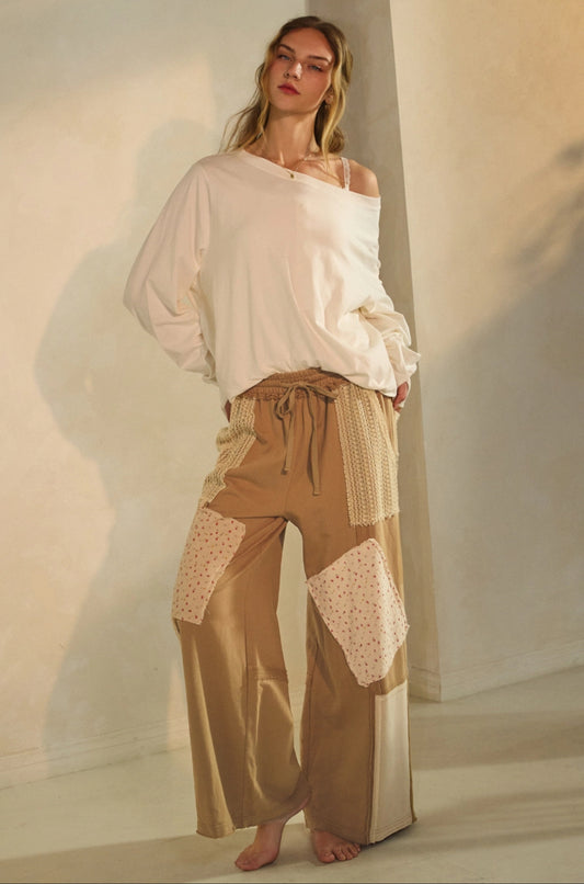 Patchwork Wide Leg Pants