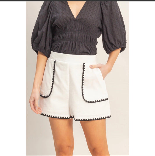 Scallop Trim High Waist Shorts