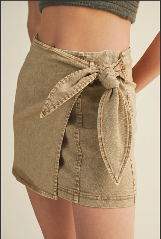 Tie Front Mini Skirt