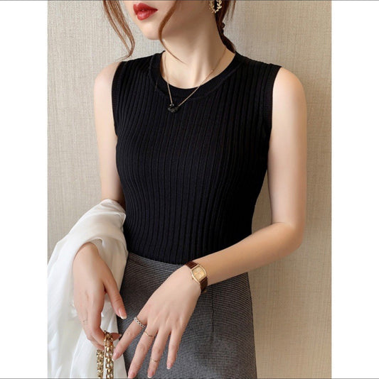 Slim Ice Silk Sleeveless Knit Tank Top