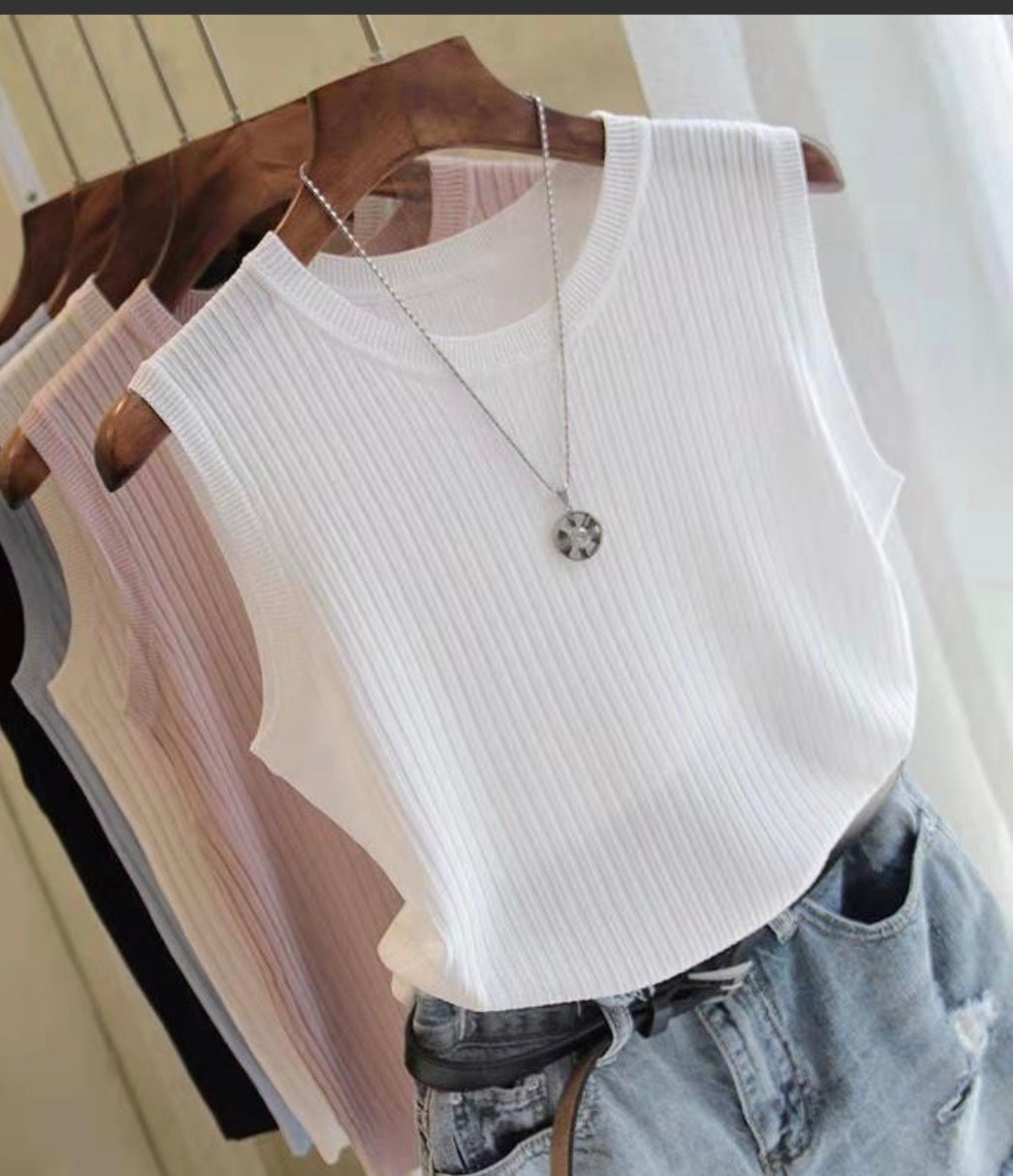 Slim Ice Silk Sleeveless Knit Tank Top