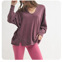 Waffle Knit Oversized Long Sleeve