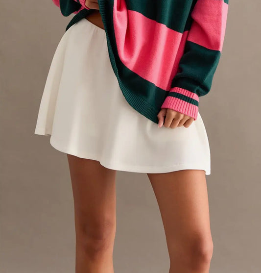 White Active Mini Skirt w/Shorts