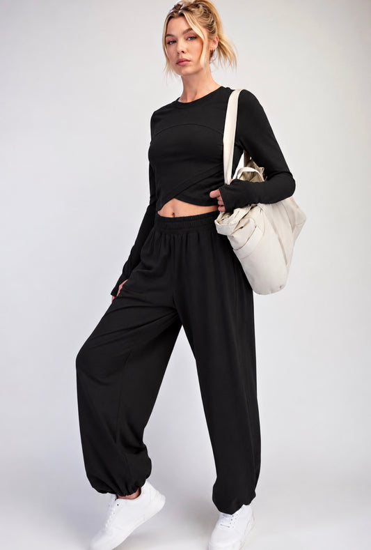 Cotton 2 Piece Cross Over Top & Pant Set