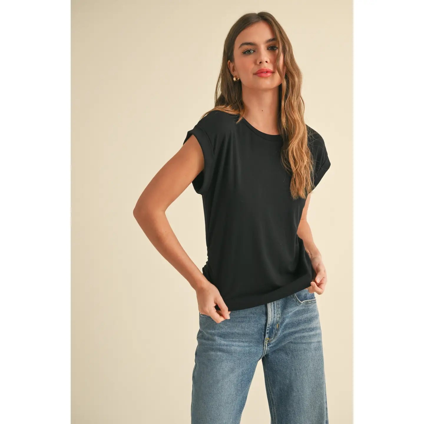 Cinched Side Short Sleeve Top