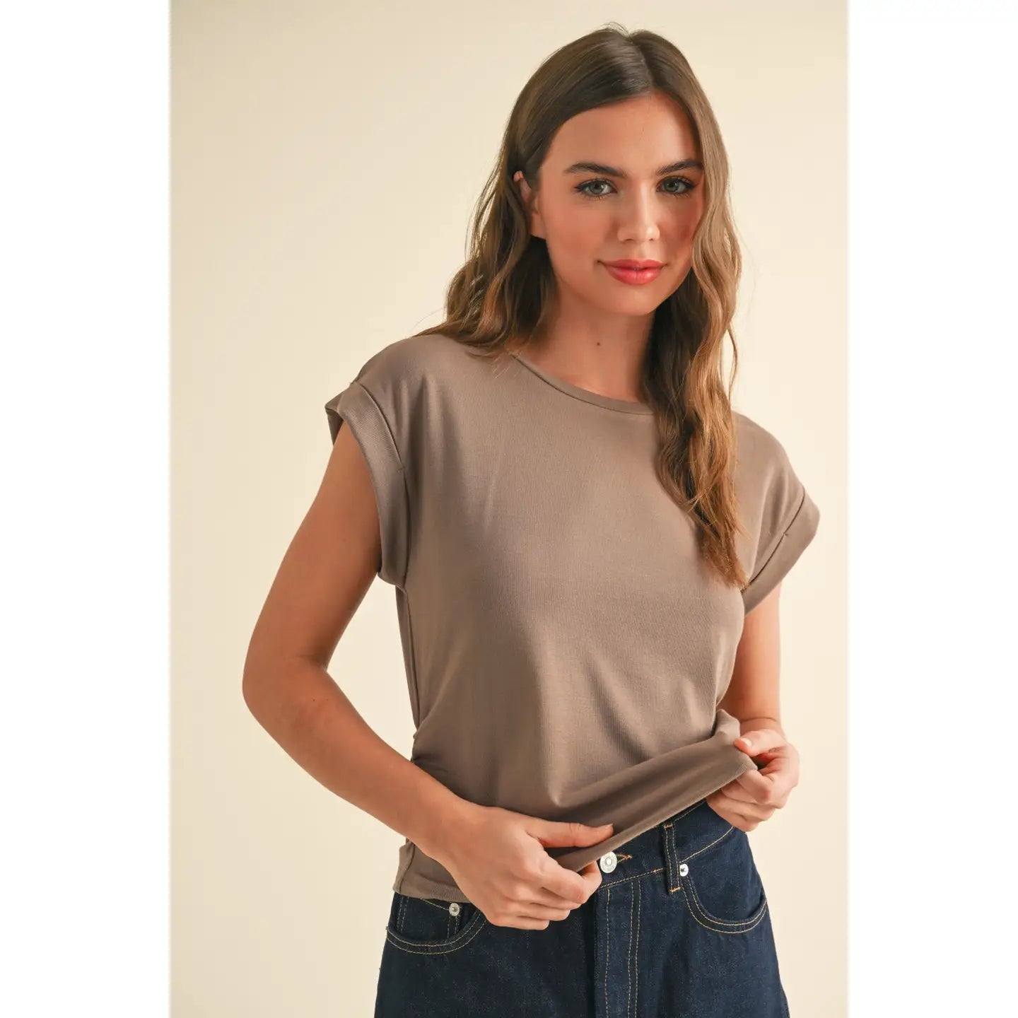 Cinched Side Short Sleeve Top