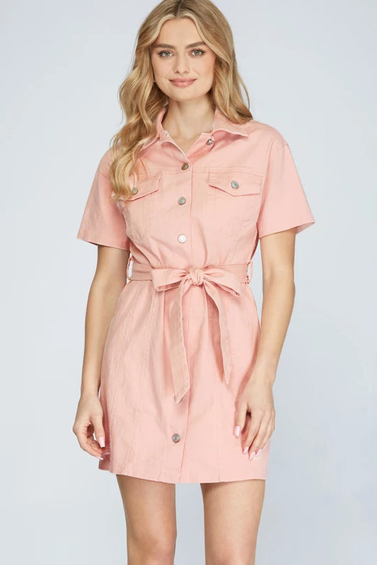 Short Sleeve Dress W/ Sash