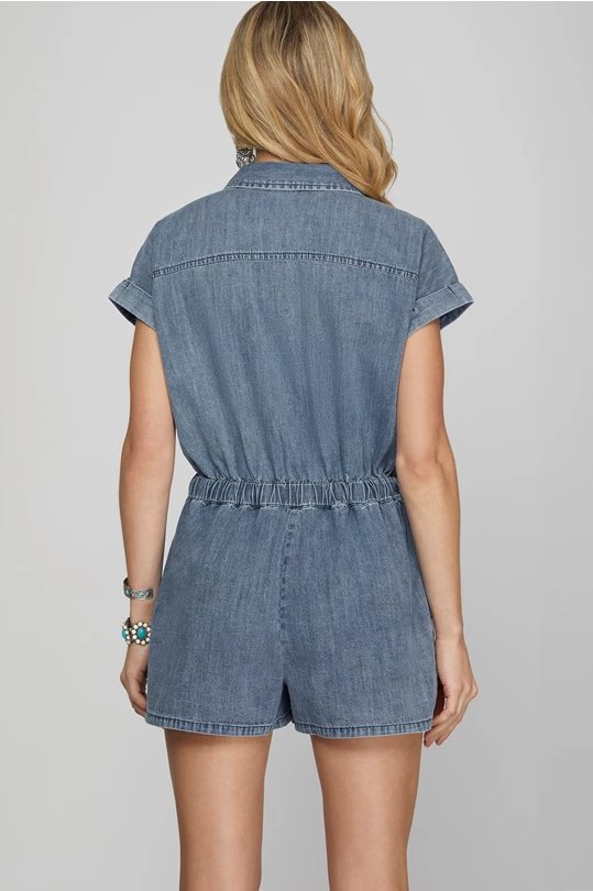 Denim Collared Romper