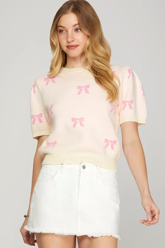 Puff Sleeve Bow Sweater