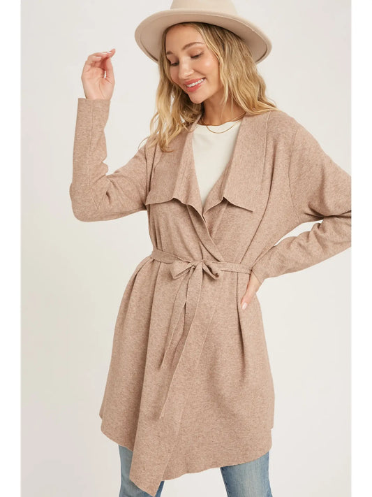 Drape Front Trench Cardigan