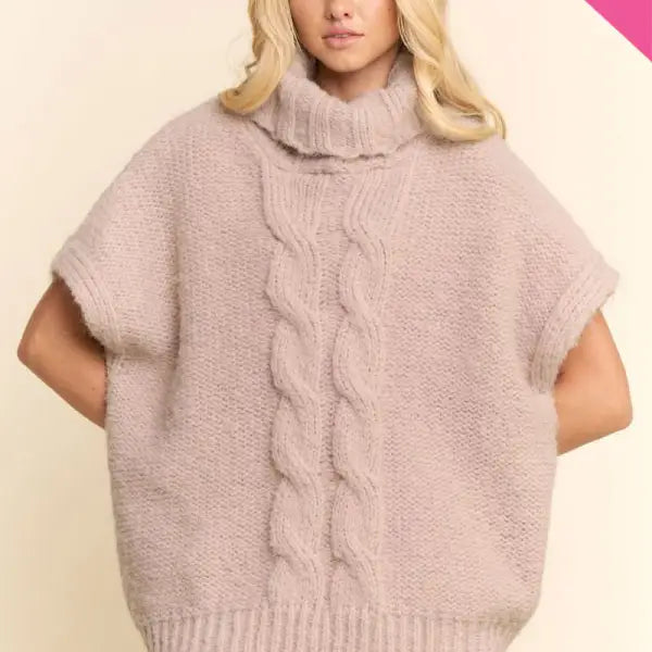 Cowl Neck Crochet Sleeveless Sweater