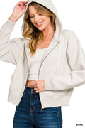 Cropped Fleece Zip Hoodie