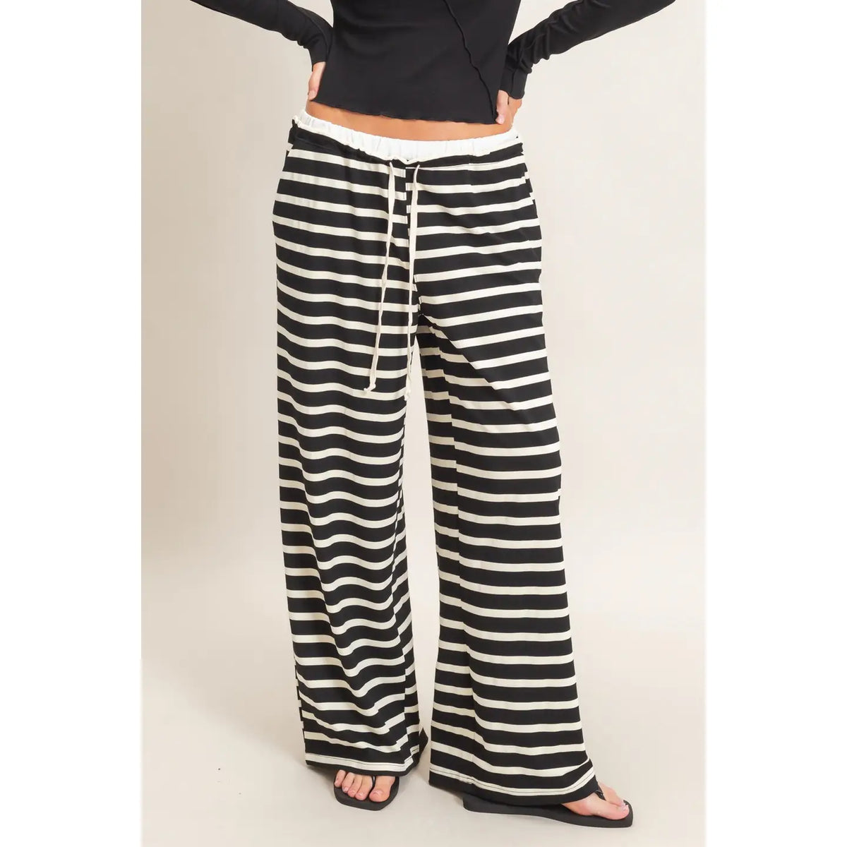 Black & Cream Striped Pants