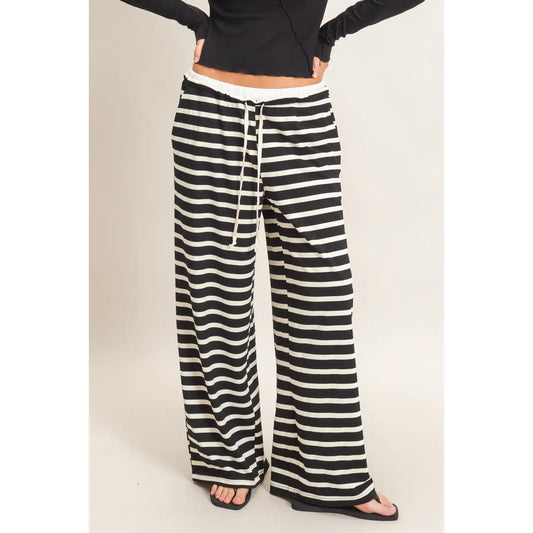 Black & Cream Striped Pants
