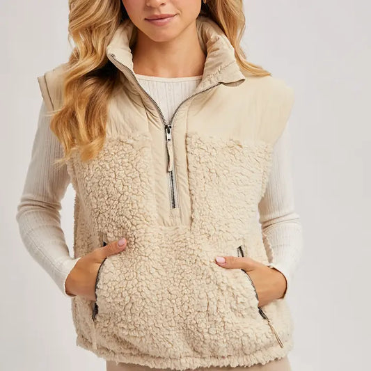 Short Sleeve Sherpa Quarter Zip