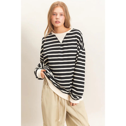 Black & Cream Knit Top