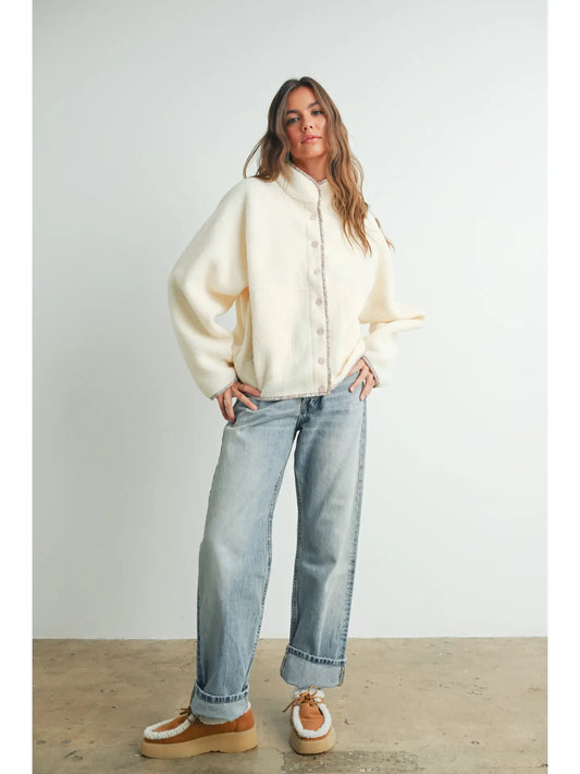 Snap Mock Neck Sherpa