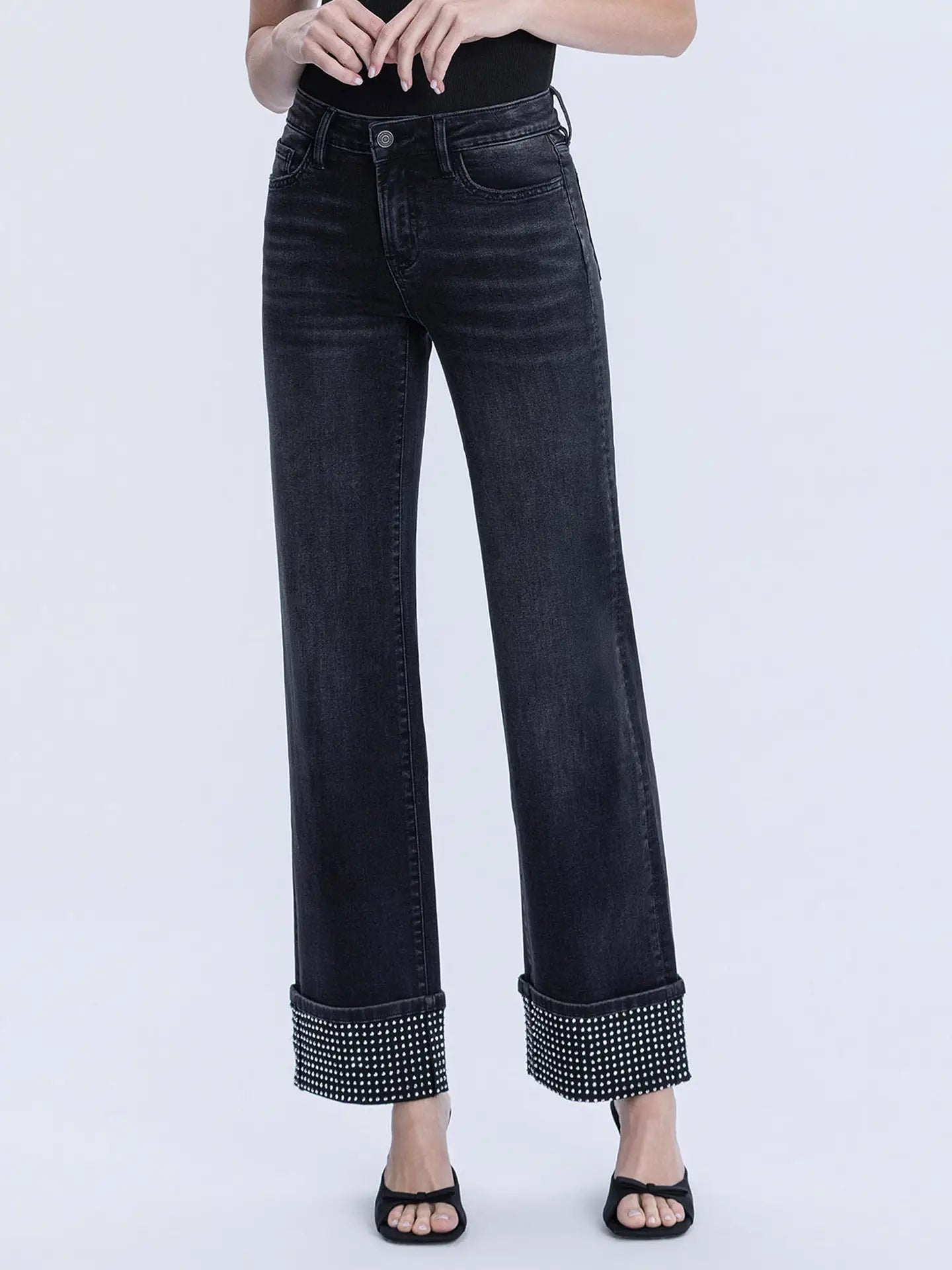 Embellished Cuff Denim