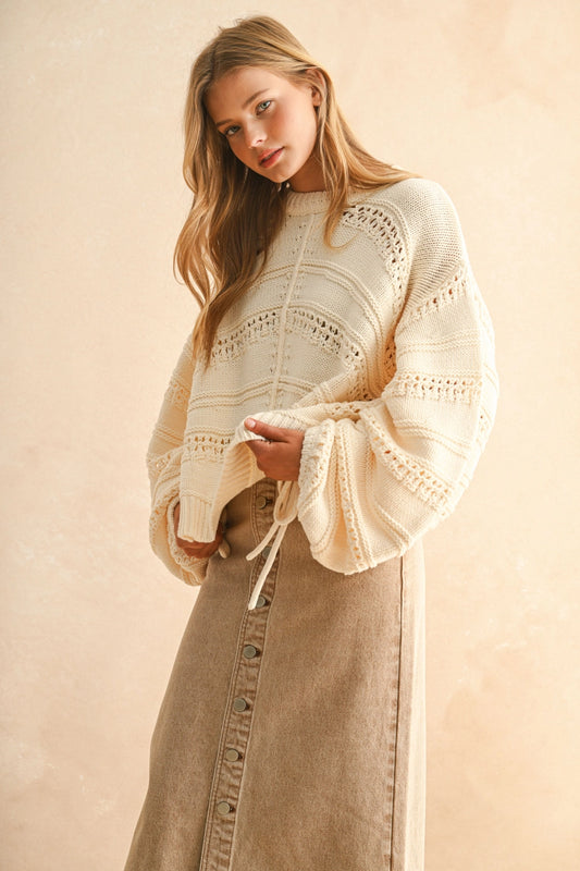 Ruched Sleeve Sweater Top