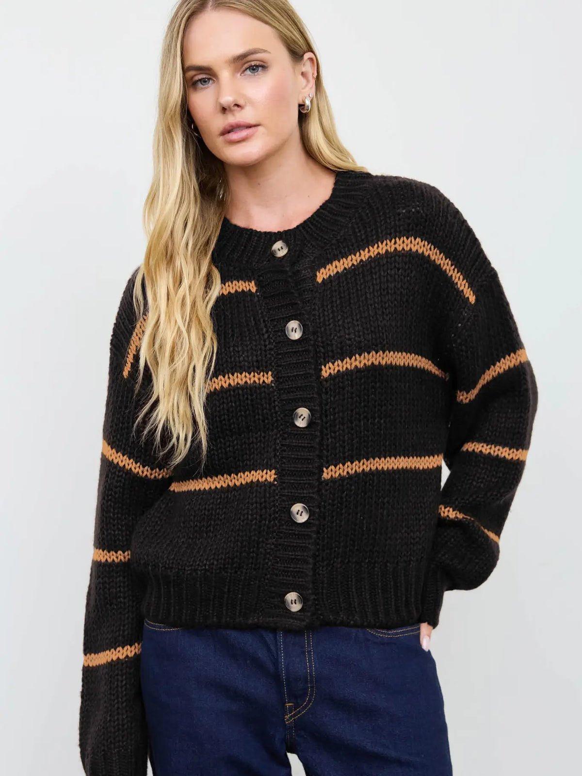 Black & Brown Striped Cardigan