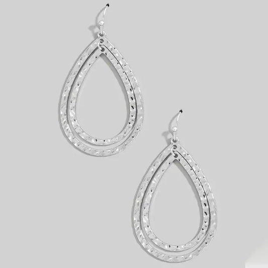 Wht Gold Layered Dangle Earring