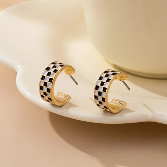 Checker Epoxy Earrings